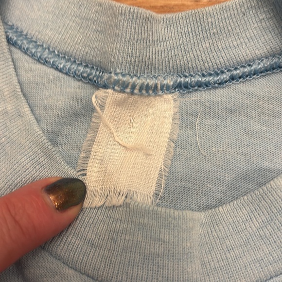 Vintage 80s Light Blue Fishing True Vintage T Shirt - Picture 3 of 6